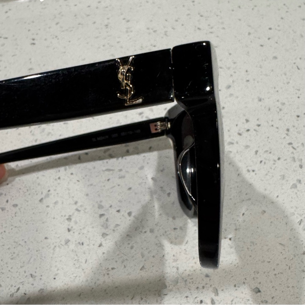 Saint Laurent YSL Black/ Gold SL M24/K Monogram 55MM Rectangular Sunglasses - Picture 12 of 14